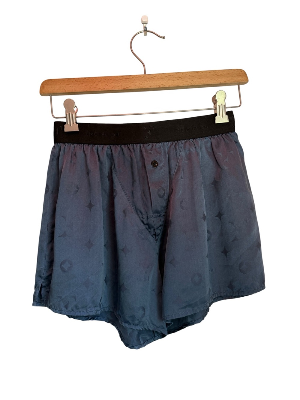Unisex Fleur du Mal Logo Blue Silk Boxer Shorts NWOT
